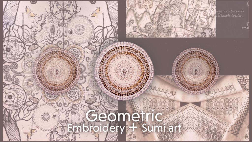  Geometric Embroidery + Sumi Ink Art
©Asami GOTO
